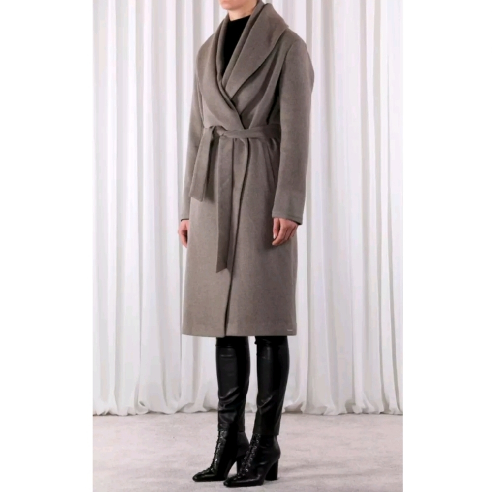 Rino & Pelle Milon Long Wood Blend Coat trench double folded collar 38 - Picture 3 of 11